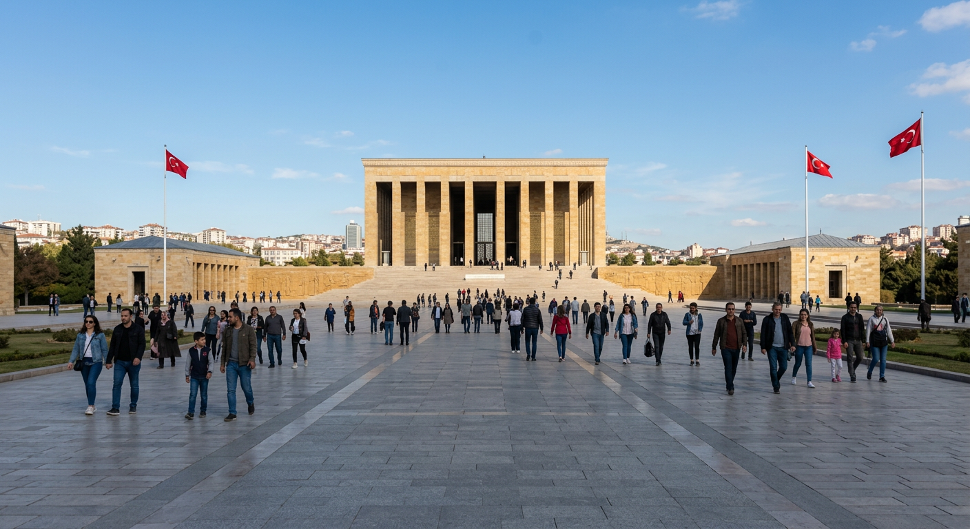Anıtkabir’in sütunlu Şeref Holü ve tören meydanı