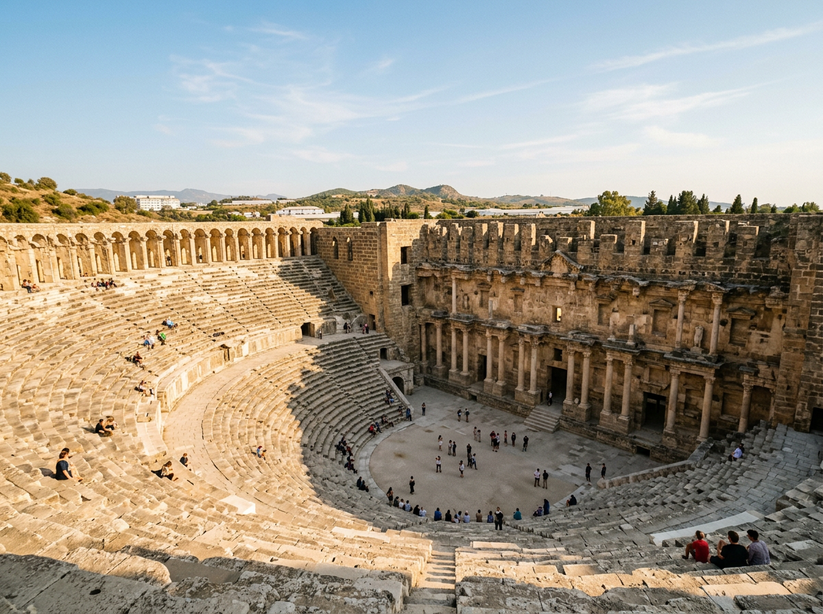 Aspendos antik tiyatrosunun oturma basamakları
