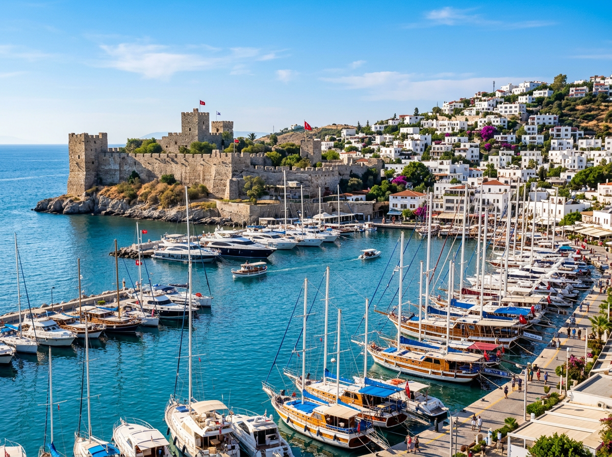 Bodrum Kalesi ve marinadaki tekneler