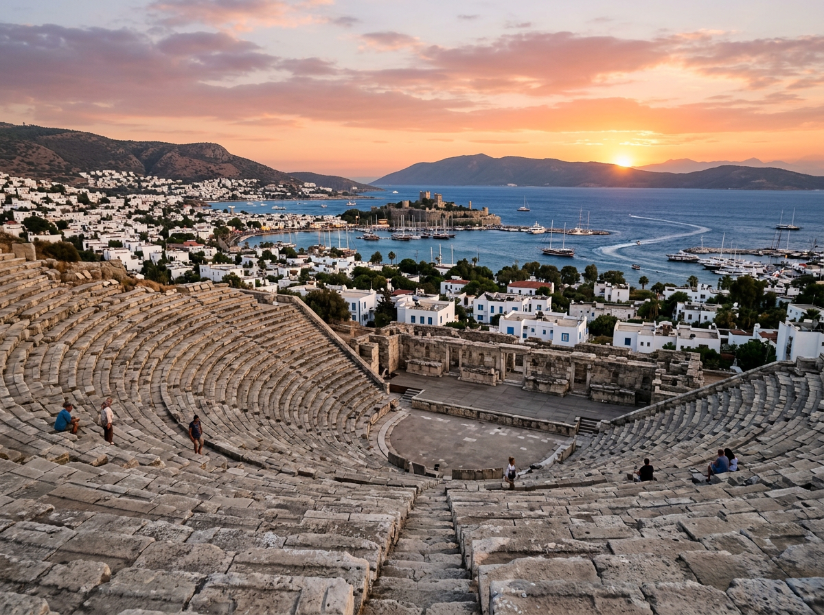 Bodrum körfezine bakan antik tiyatro