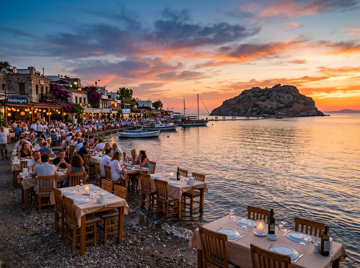Gümüşlük’te deniz kenarındaki restoranlar