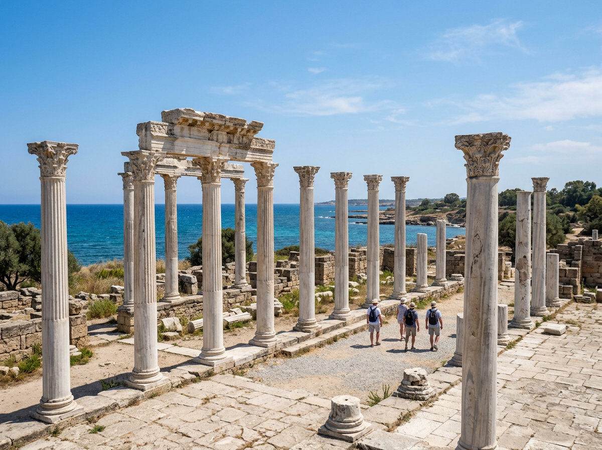 Salamis antik kentinin mermer sütunları
